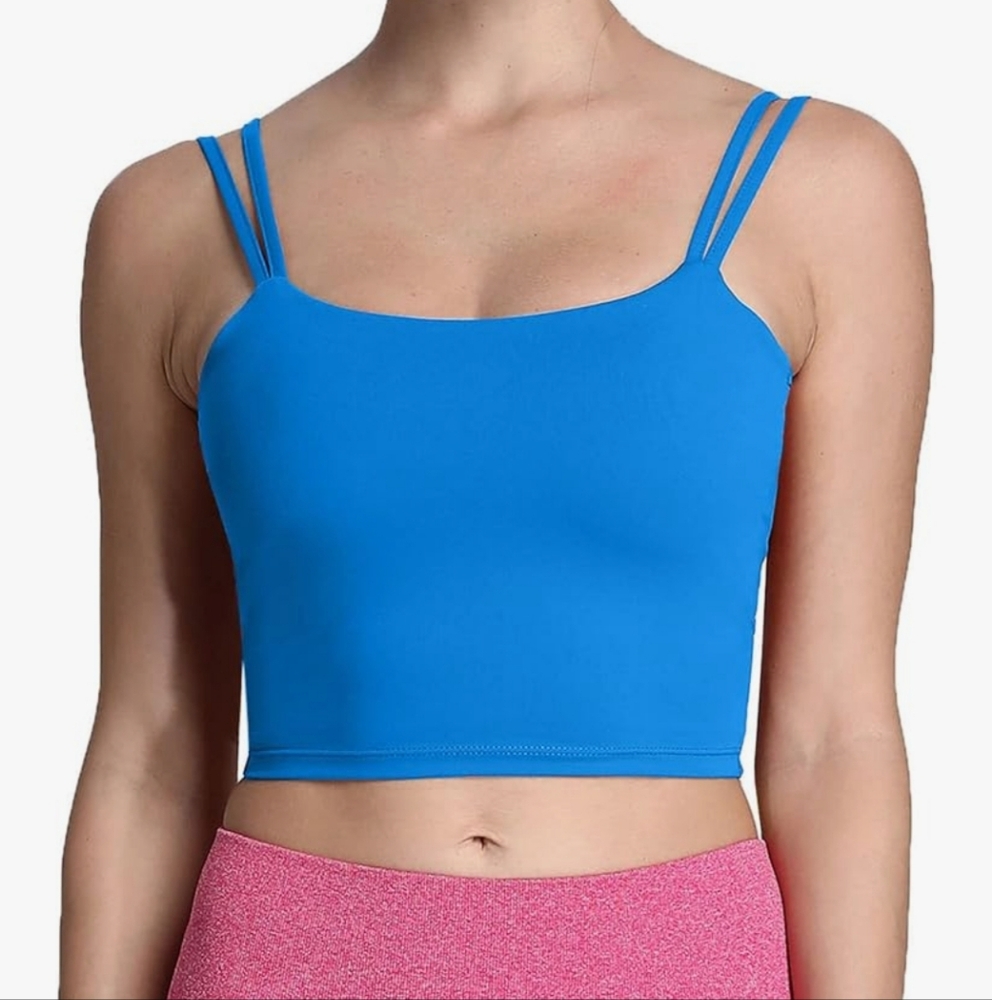 Bright Blue Twist Back Sports Bra